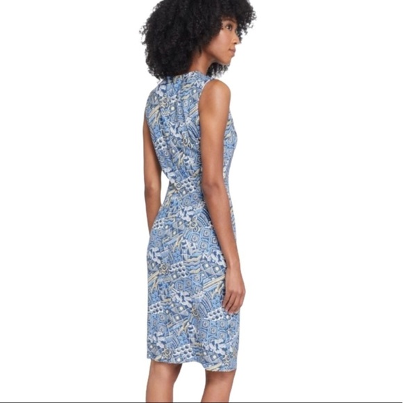 J. McLaughlin Devon Dress Blue White Brown Size XS - Picture 4 of 10